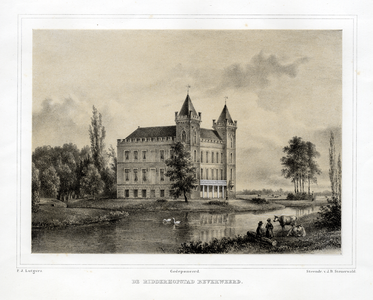 135924 Gezicht over de Kromme Rijn op het kasteel Beverweerd bij Werkhoven, uit het westen.